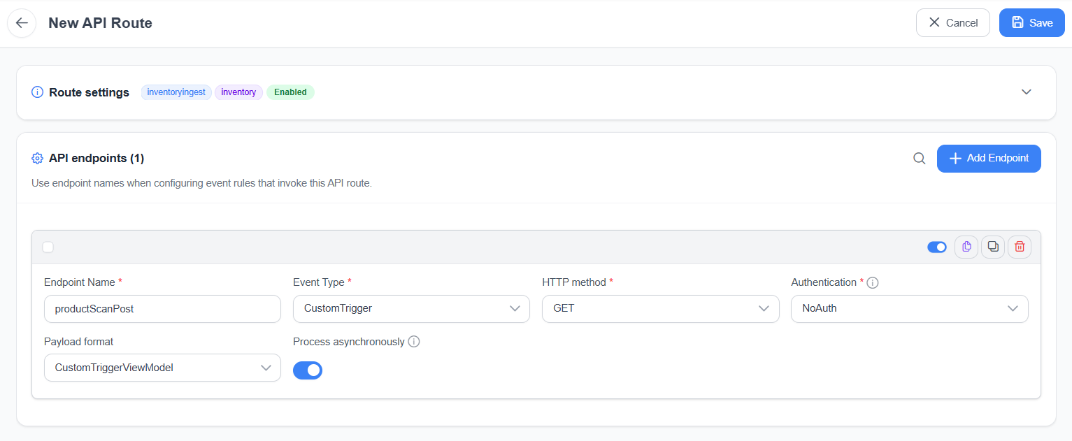 Configure new API endpoint